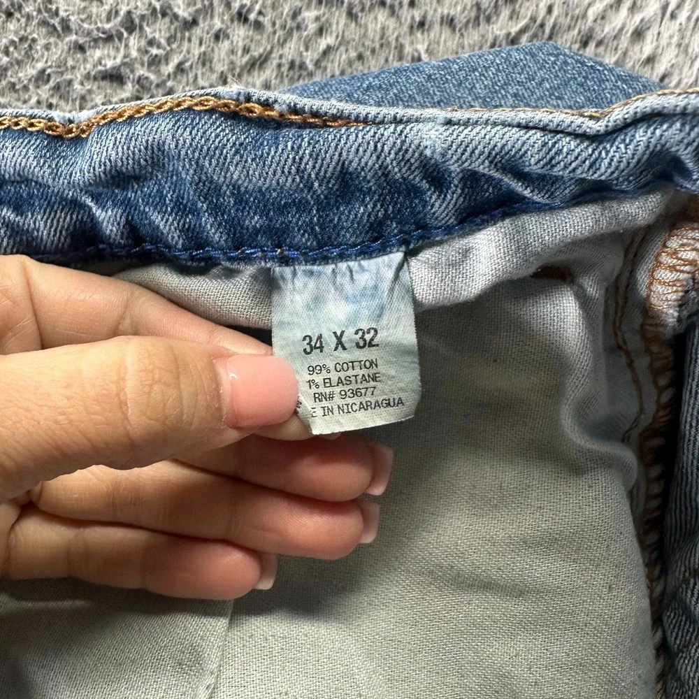 Arizona Flex Jeans Mens 34x32 Blue Denim Straight Relaxed Faded Workwear Stretch